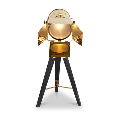 Hereford Gold and Black Tripod Film Table Lamp