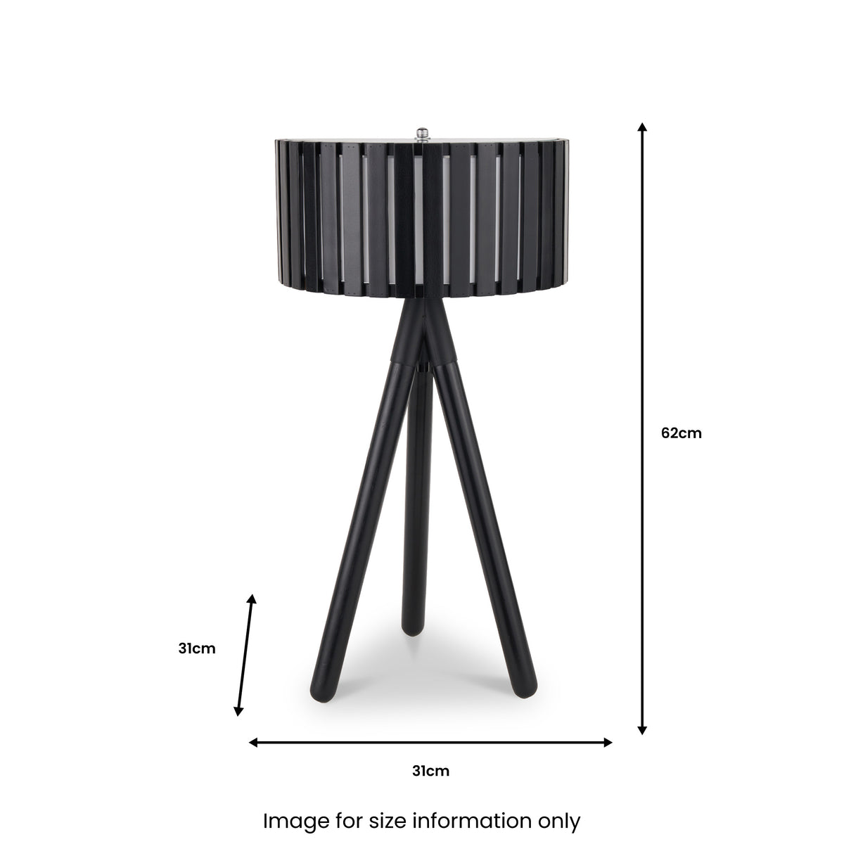 Rabanne Slatted Black Wood Tripod Table Lamp