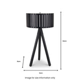 Rabanne Slatted Black Wood Tripod Table Lamp