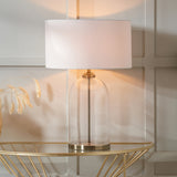 Cloche Clear Glass and Antique Brass Table Lamp for living room
