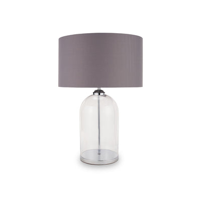 Cloche Clear Glass and Silver Table Lamp