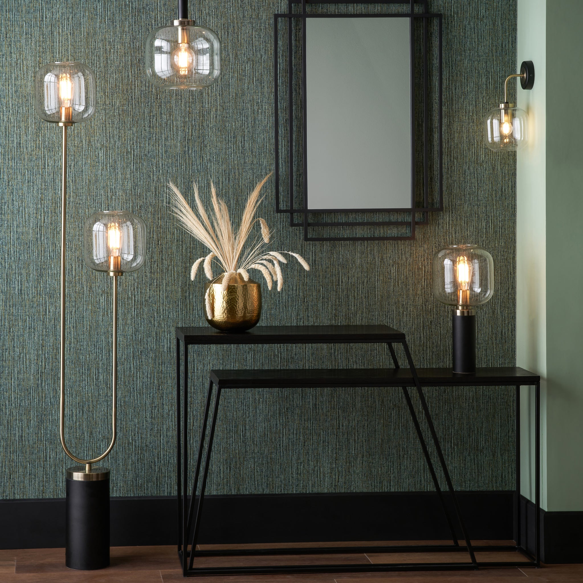 Black metal and on sale glass table lamp