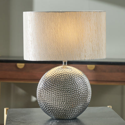 Mabel Silver Dot Textured Ceramic Table Lamp