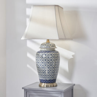 Chika Blue and White Ceramic Ginger Jar Table Lamp