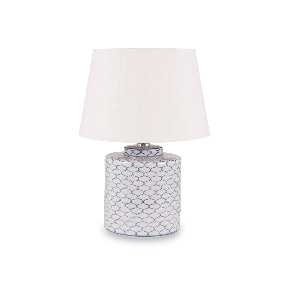 Demetri Grey and Blue Detail Ceramic Table Lamp from Roseland Furniture
