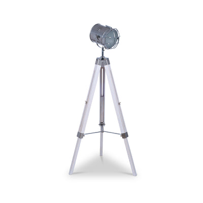 Capstan White Wash and Silver Metal Tripod Floor Lamp