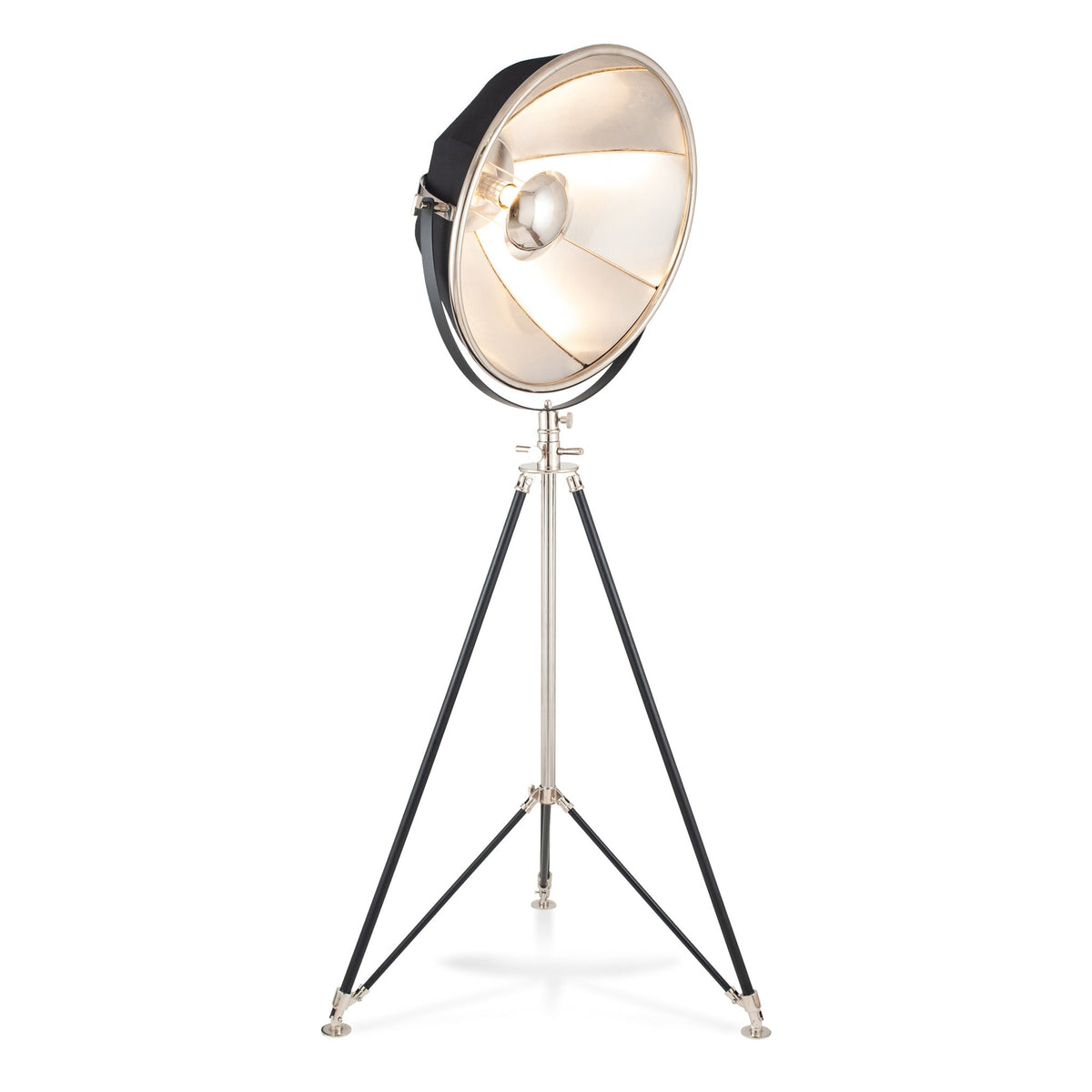 Elstree Black and Silver Metal Tripod Floor Lamp from Roseland Furniture
