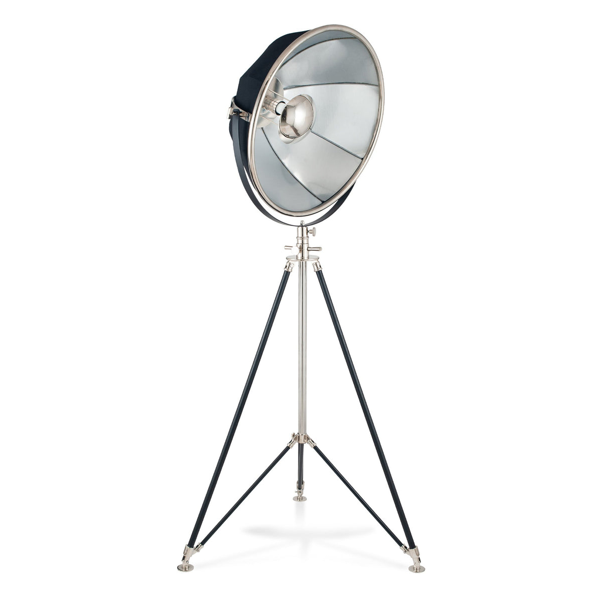 Elstree Black and Silver Metal Tripod Floor Lamp from Roseland Furniture