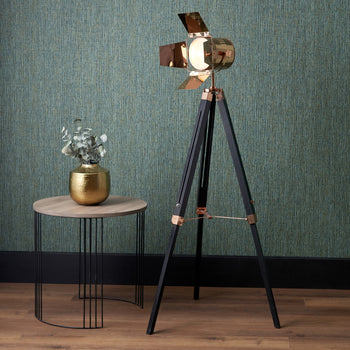 Hereford Copper and Black Tripod Film Floor Lamp