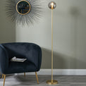 Arabella Smoked Glass Orb and Gold Metal Floor Lamp for living room