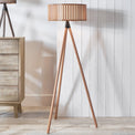 Rabanne Slatted Natural Wood Tripod Floor Lamp for Living Room