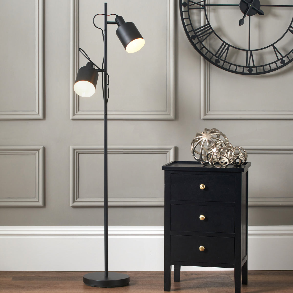 Aaron Black Metal Task Floor Lamp for living room