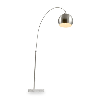 Feliciani Brushed Silver Metal and White Marble Floor Lamp