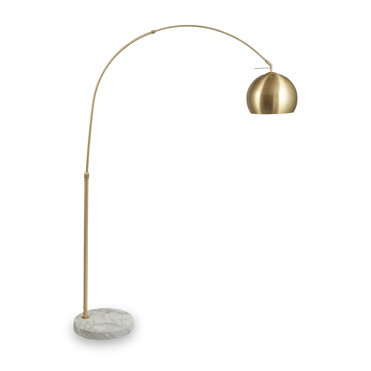 Feliciani Brushed Brass Metal and White Marble Floor Lamp from Roseland Furniture