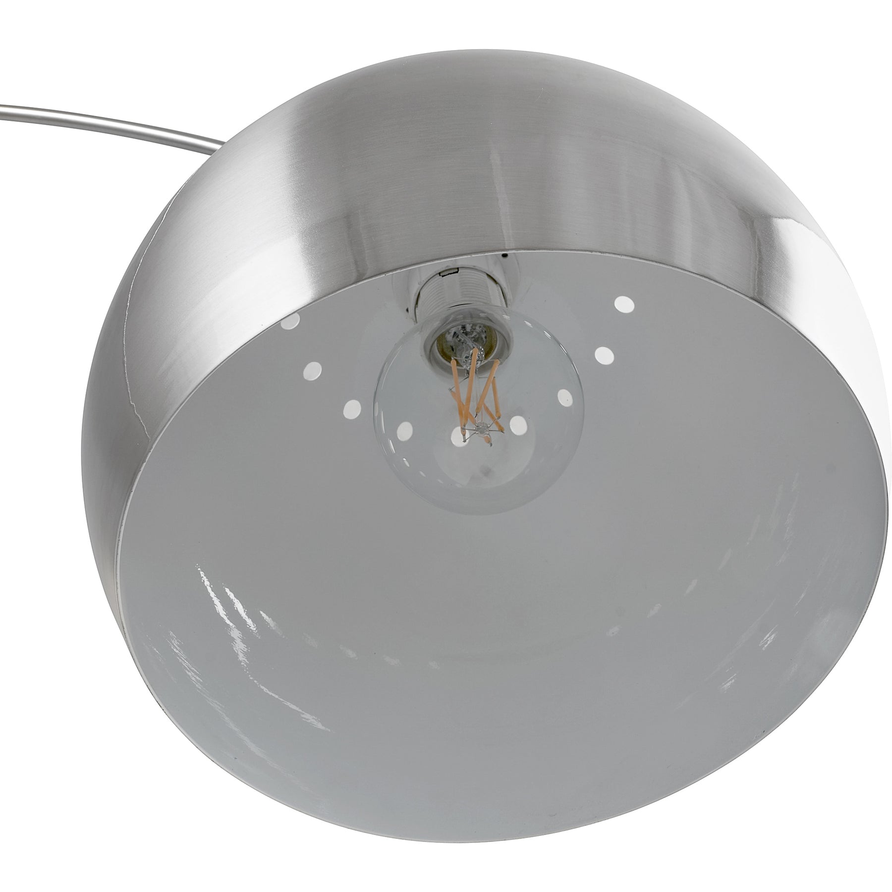 Feliciani Brushed Silver Metal and White Marble Floor Lamp