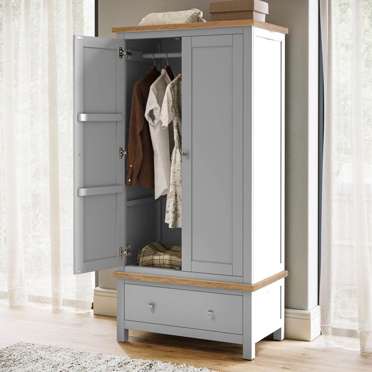 Farrow Grey Double Wardrobe from Roseland Furniture