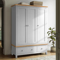 Farrow Grey Triple Wardrobe with Storage Drawers from Roseland Furniture