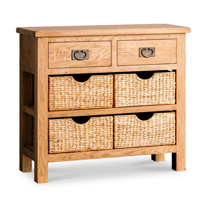 Surrey Oak Console Table with Baskets