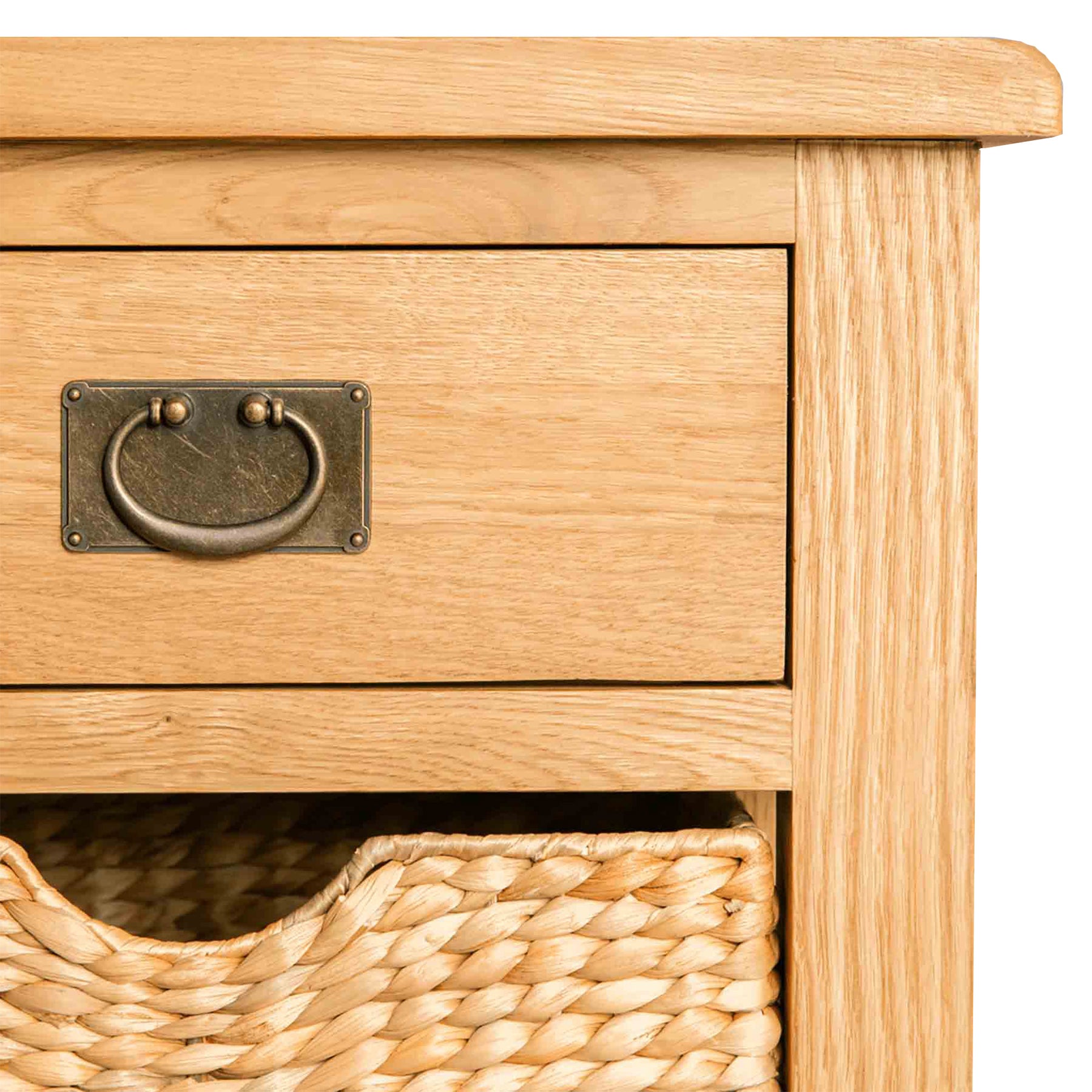 Surrey Oak Console Table with Baskets by Roseland Furniture