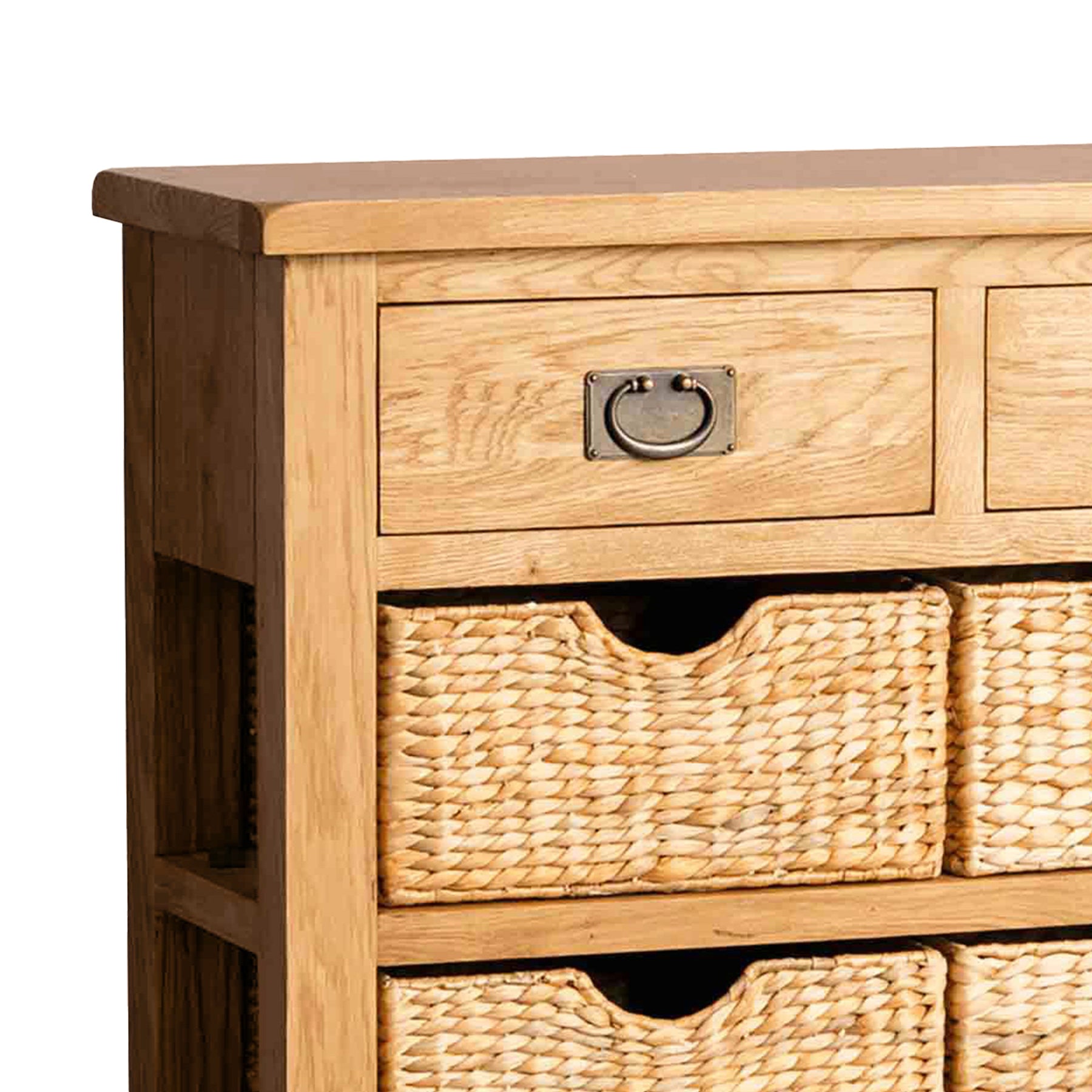 Surrey Oak Console Table with Baskets by Roseland Furniture