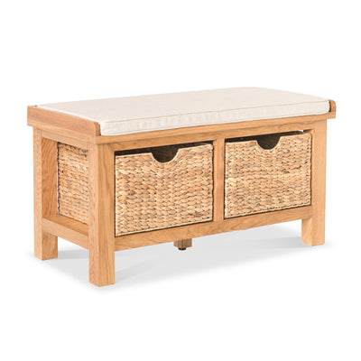Surrey Oak Hall Bench with Baskets