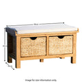 Surrey Oak Hall Bench with Baskets - Size guide