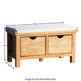 Surrey Oak Hall Bench with Baskets - Size guide