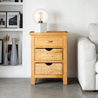 London Oak Telephone Table with Baskets