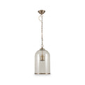 Cloche Clear Glass and Antique Brass Rimmed Pendant from Roseland Furniture