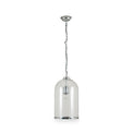Cloche Clear Glass and Silver Pendant from Roseland Furniture