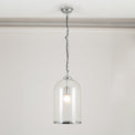 Cloche Clear Glass and Silver Pendant for living room