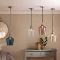 Emmanuelle Antique Brass Metal and Lustre Glass Pendant for living room