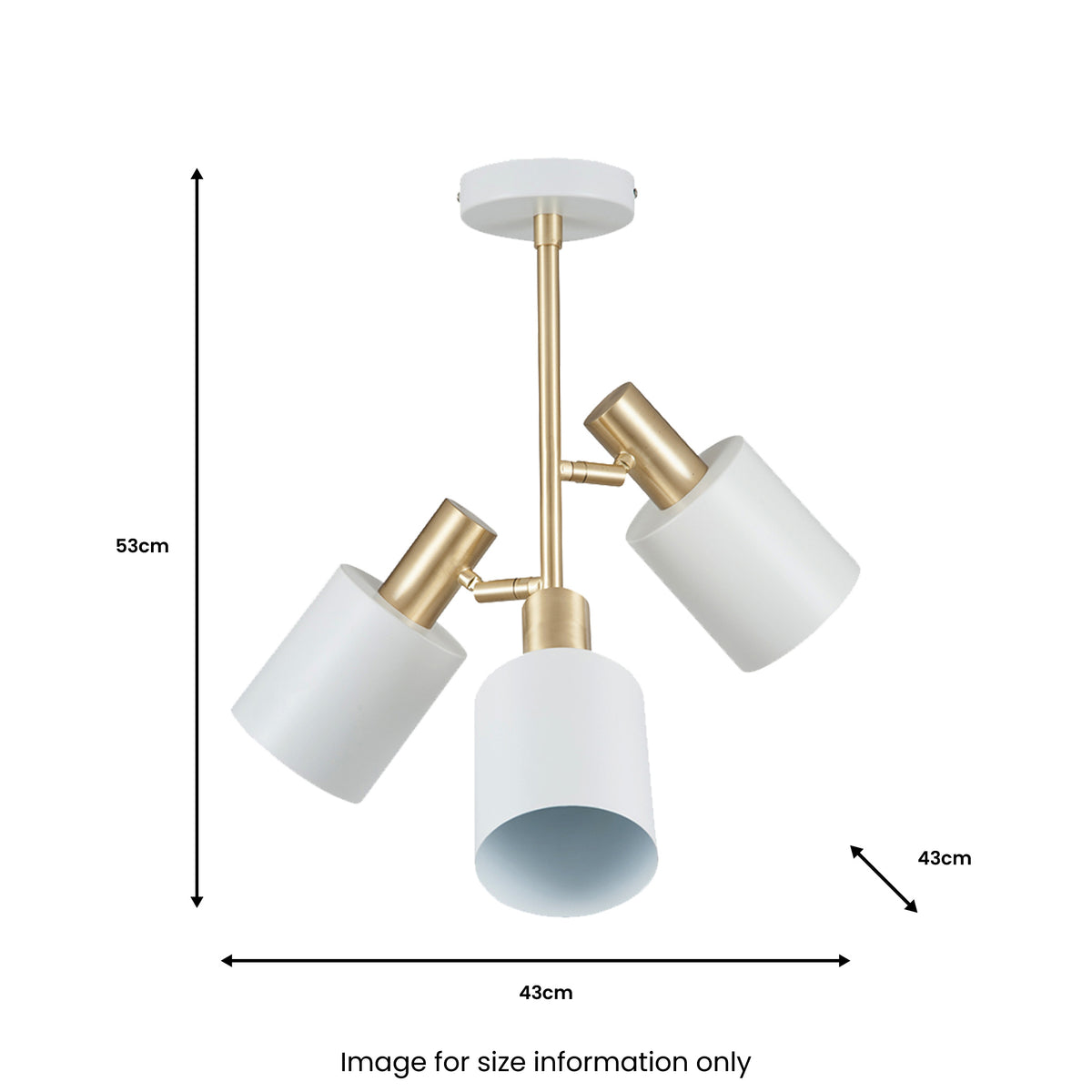 Biba White & Brass 3 Light Electrified Pendant