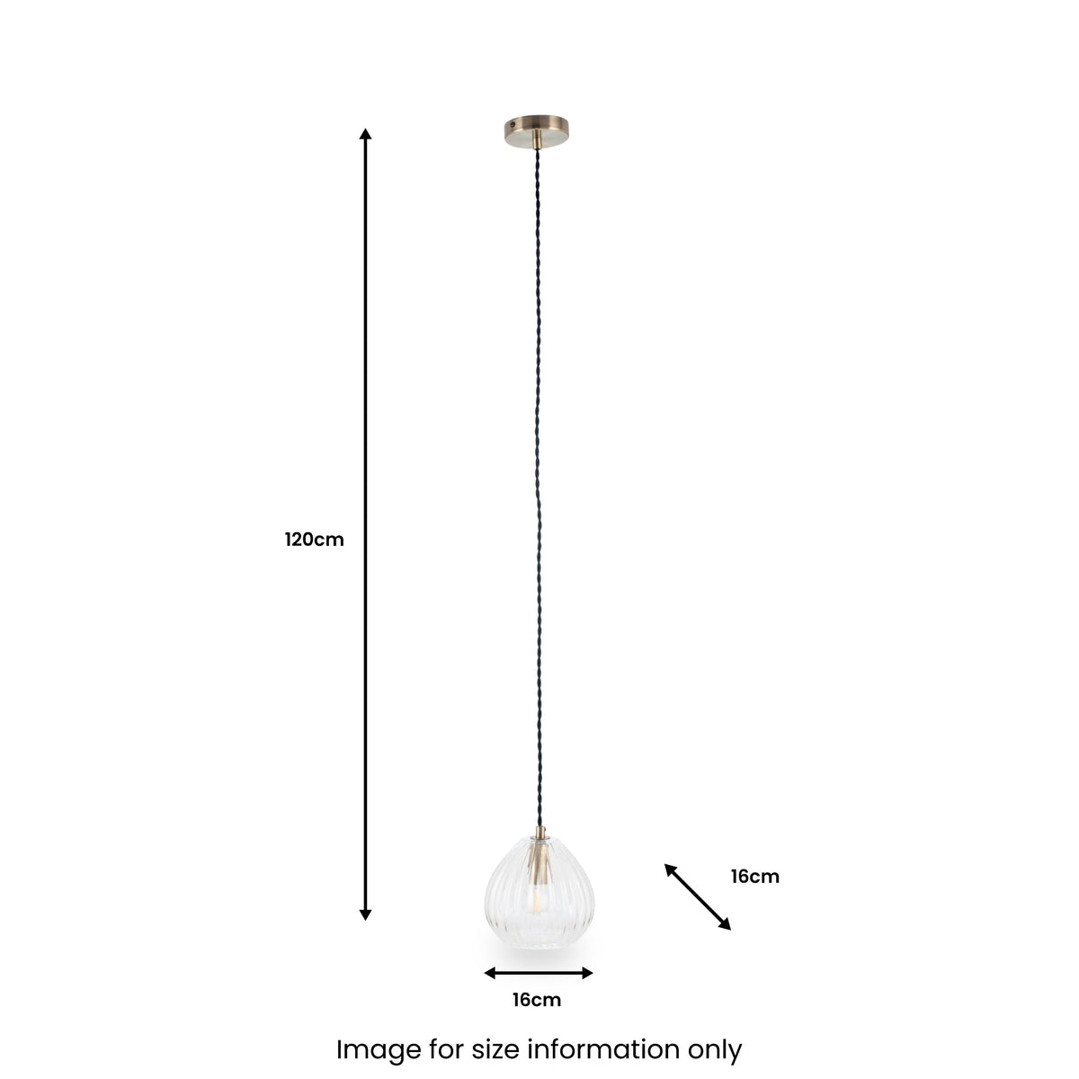 Ella Clear Ribbed Glass Teardrop Pendant from Roseland Furniture