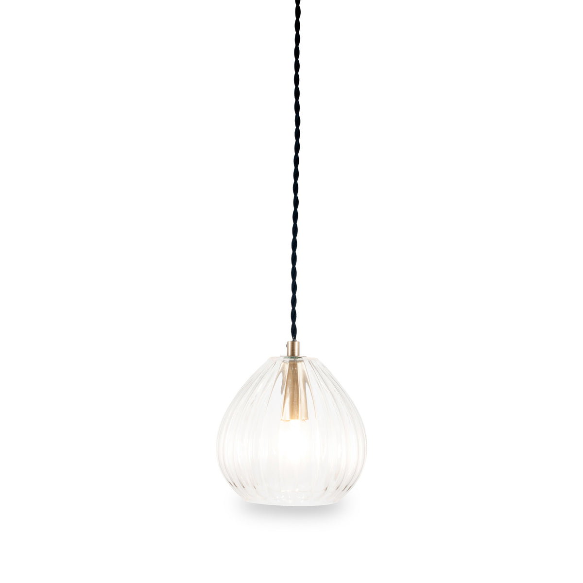 Ella Clear Ribbed Glass Teardrop Pendant