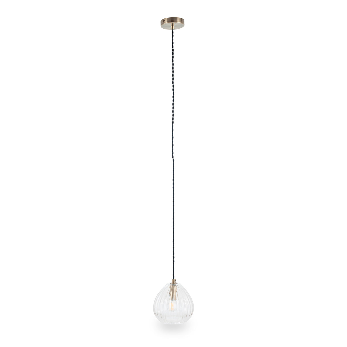 Ella Clear Ribbed Glass Teardrop Pendant from Roseland Furniture