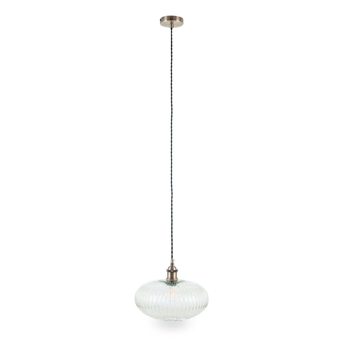 Abigail Clear Ribbed Glass Oval Pendant from Roseland Furniture