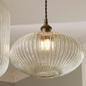Abigail Clear Ribbed Glass Oval Pendant for living room