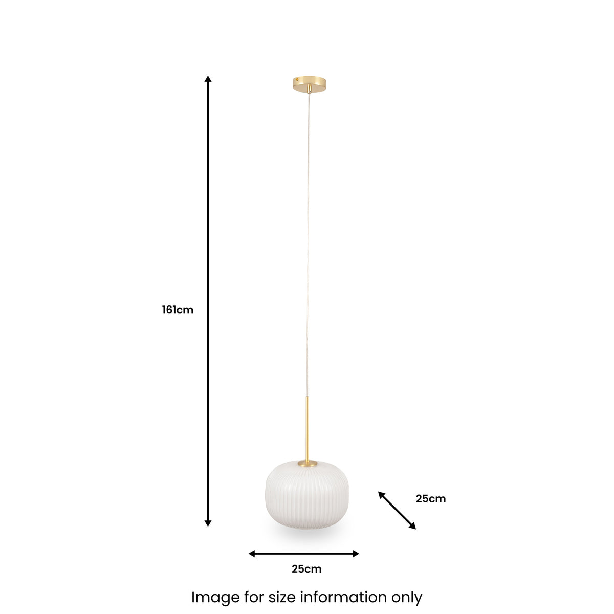 Bella White Glass and Gold Metal Ribbed Squoval Pendant