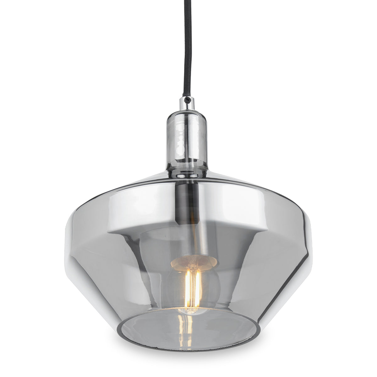 Jaxon Shiny Smoked Glass Domed Pendant from Roseland Furniture