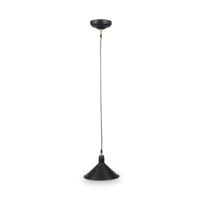 Canton Matt Black and Brass Metal Cone Pendant