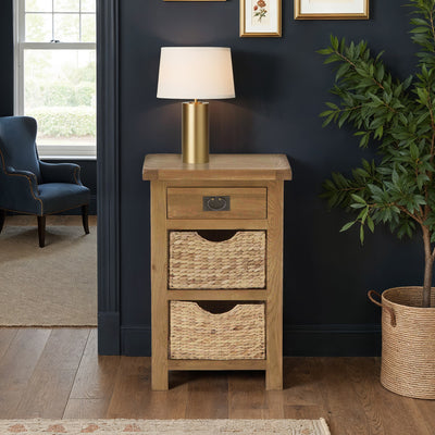 Zelah Oak Telephone Table with Baskets