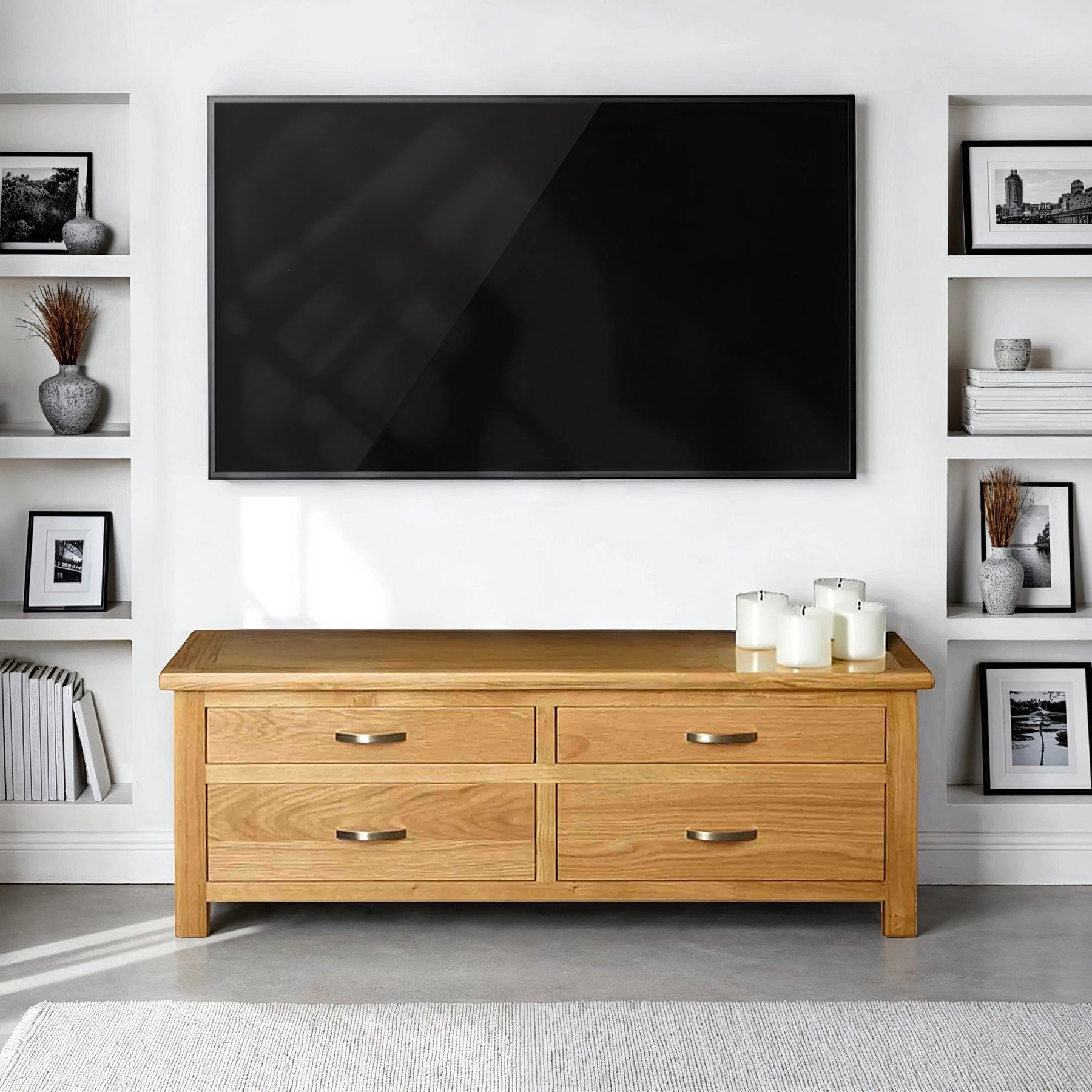 London Oak Large Smart TV Stand for contemporary living rooms