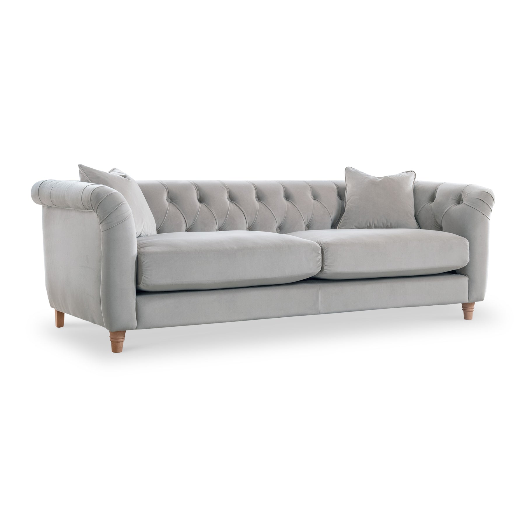 Clarence Chalk Velvet Chesterfield 3 Seater Sofa 