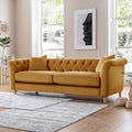 Clarence Ochre Velvet Chesterfield 3 Seater Sofa for living room