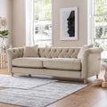 Clarence Putty Velvet Chesterfield 3 Seater Sofa for living room