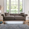 Balmoral Mushroom Velvet Chesterfield 3 Seater Couch for living room