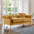 Balmoral Ochre Velvet Chesterfield 3 Seater Sofa for living room
