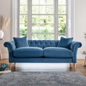 Balmoral Sky Blue Velvet Chesterfield 3 Seater Couch for living room
