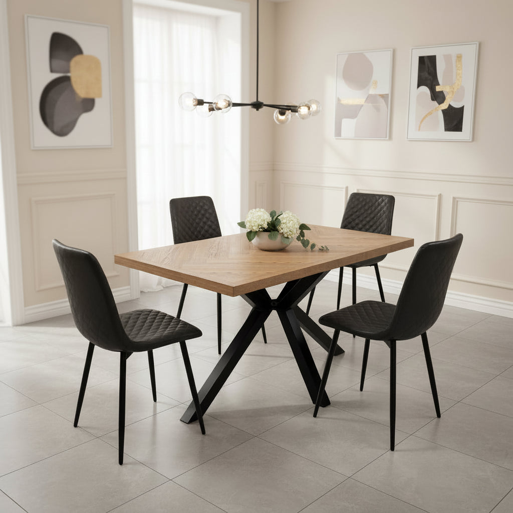 Brogan Black Faux Leather Quilted Back Dining Chair from Roseland Furniture